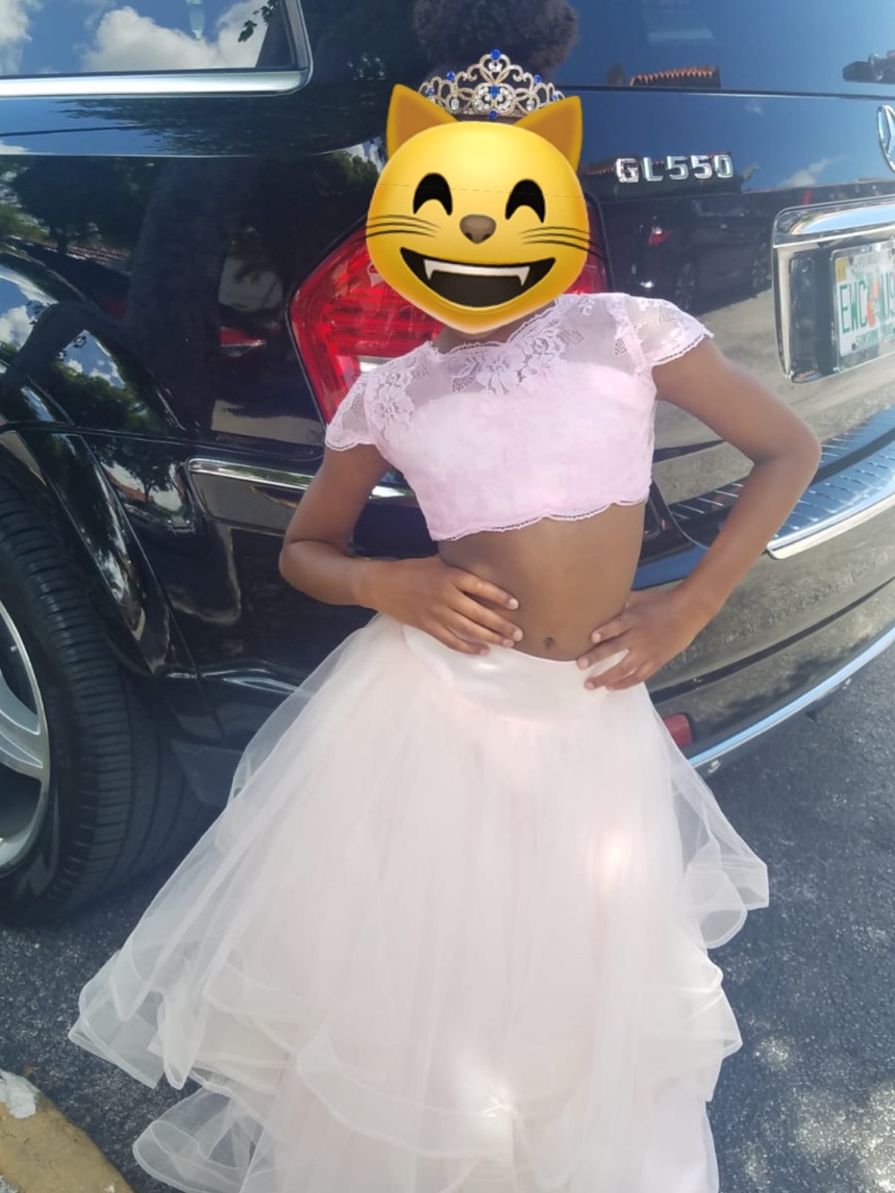 Girls Pink Lace Crop Top and Tulle Skirt Set